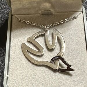 23.  Autom Silver Tone Dove In Flight Necklace NEW